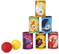 Janod Dosenwerf-Spiel "Waldbewohner" Mit Aluminium-Dosen 6 Stück