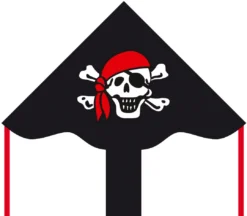 Ecoline 102135 - Simple Flyer Jolly Roger 85cm Kinderdrachen Einleiner, Ab 5 Jahren, 42x85cm Und 1.5m Drachenschwanz, Inkl. 17kp Polyesterschnur 25m Auf Griff, 2-5 Beaufort