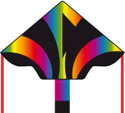 HQ Ecoline 102148 - Simple Flyer Radient Rainbow 120cm Kinderdrachen Einleiner, Ab 5 Jahren, 75x120cm Und 1.5m Drachenschwanz, Inkl. 17kp Polyesterschnur 25m Auf Griff, 2-5 Beaufort