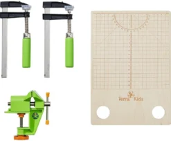 HABA 306012 - Terra Kids Schraubstock & Schraubzwingen, Werkzeug Ab