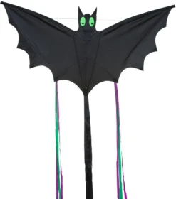 HQ 100040 - Bat Black "L", Kinderdrachen Einleiner, Ab 5 Jahren, 30x60cm, Inkl. 10kp Polyesterschnur 25m Auf Griff, 2-4 Beaufort