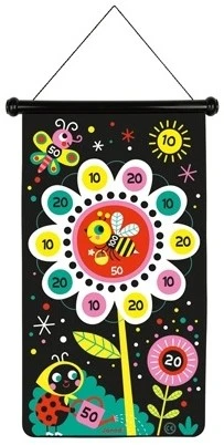 Janod - Magnetisches Dartspiel Mit Garten-Motiv, Doppelseitig, Geschicklichkeitsspiel, Zum Erlernen Von Agilität Und Konzentration, 6 Pfeile, Ab 4 Jahren, J02075